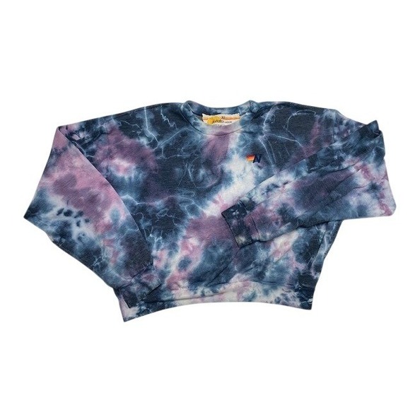 Aviator Nation Tops - Aviator Nation Tie Dye Purple Blue Logo Crewneck Sweatshirt XS